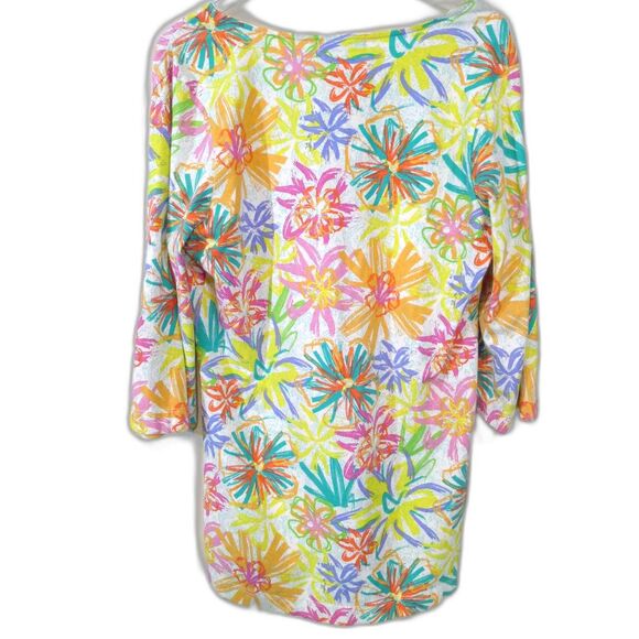 Fresh Produce Colorful Floral Abstract Print Empire Waist Top - MD/LG - Picture 2 of 5